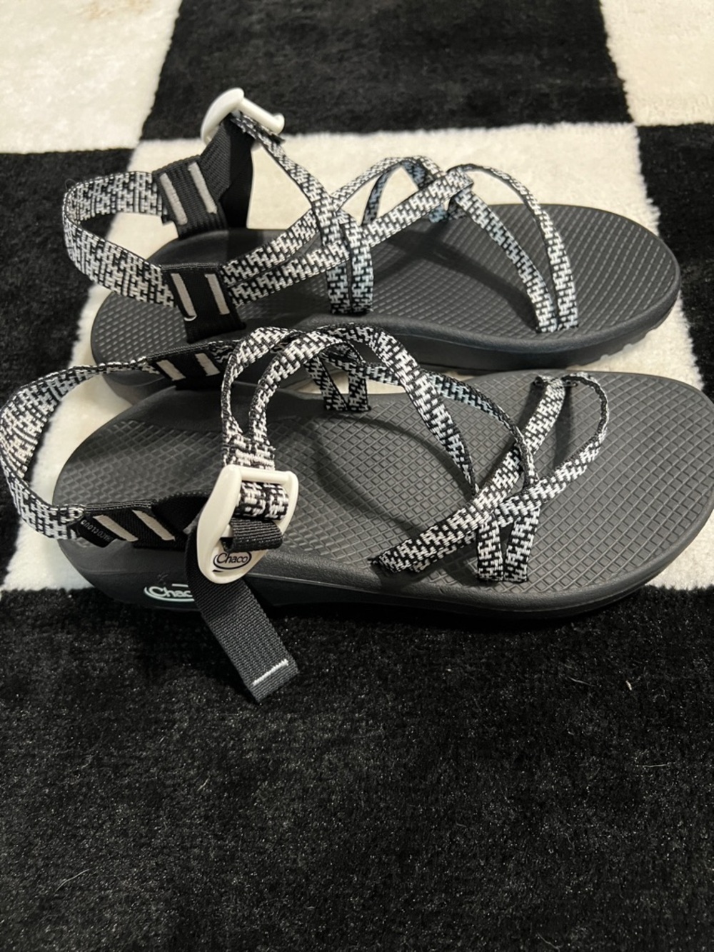 Chaco Black and White Woven-Strap Sandals - Picture 2 of 4